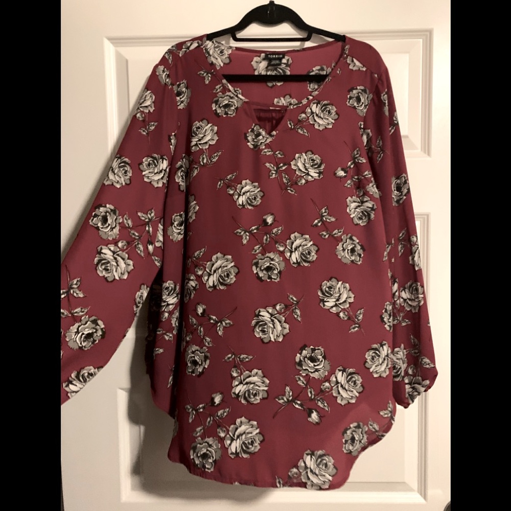 Burgundy Floral Torrid Blouse